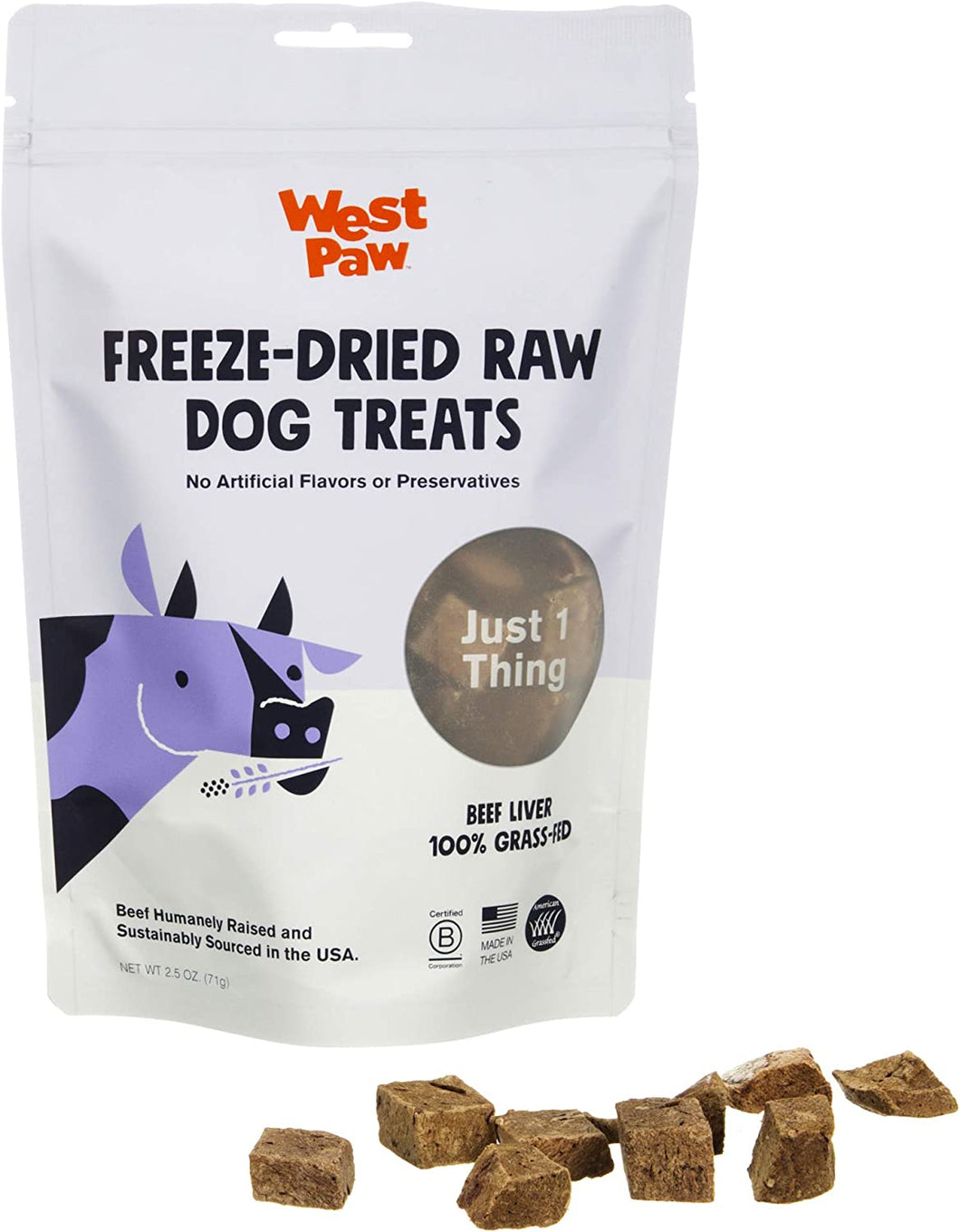 West Paw Freeze Dried Beef Liver Dog Treats - Beef Liver Single Ingredient Dog Treat
