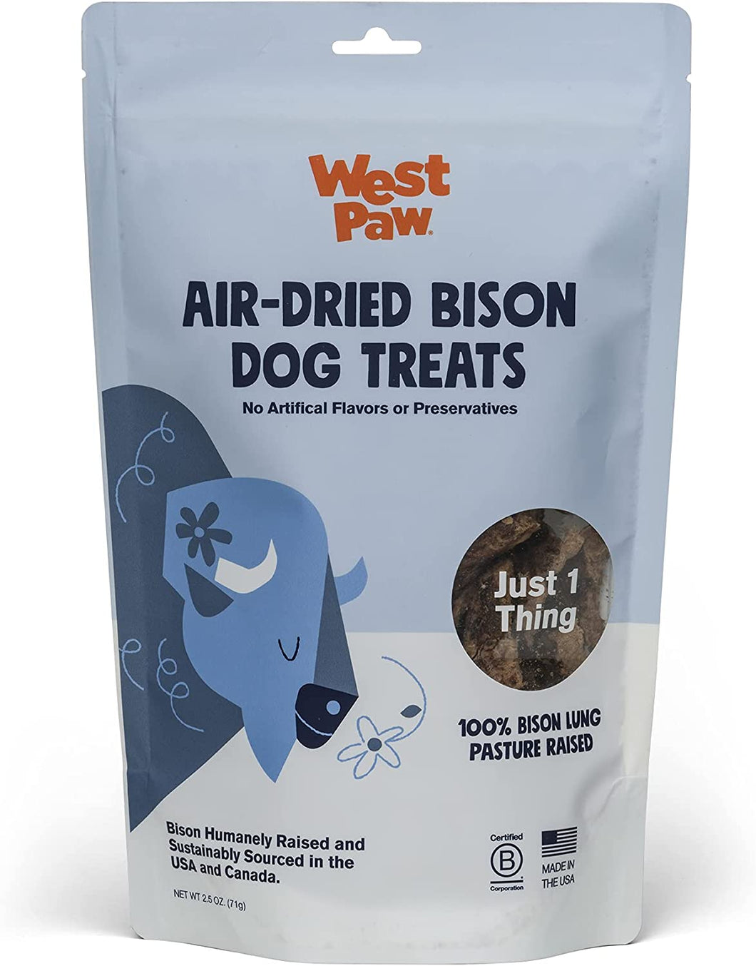 West Paw Air Dried Bison Lungs Dog Treats – Farm Fresh Bison Heart Snacks for Dogs