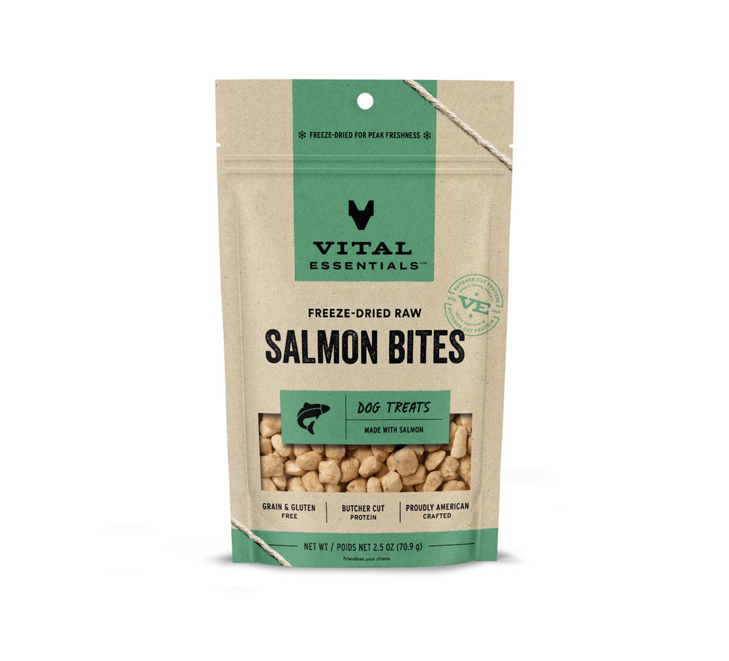 New** Vital Essentials Freeze-Dried Grain Free Wild Alaskan Salmon Dog Treats, 2.5 oz