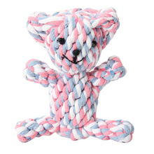 Load image into Gallery viewer, fun dog toys for aggressive chewers, durable rope toys for aggressive dogs, blue and pink bear dog toy
