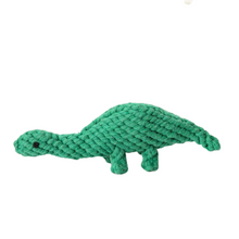 Load image into Gallery viewer, fun dog toys for aggressive chewers, durable rope toys for aggressive dogs, green dinosaur dog toy for aggressive chewers
