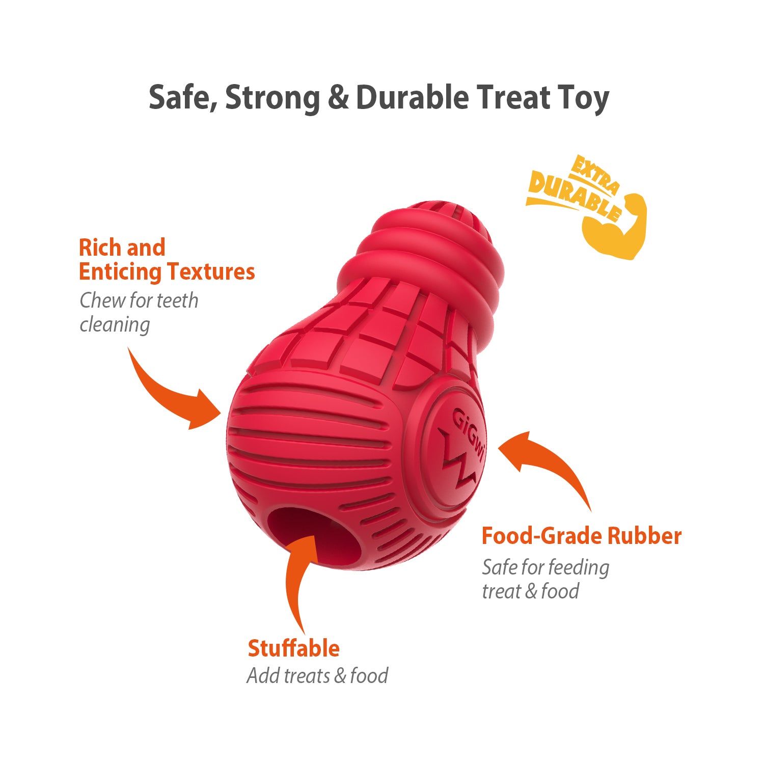 Gigwi gigwi dog toys for aggressive chewers, interactive treat dispensing dog  toys to chase and chew, durable and natural rubber do