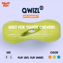 Load image into Gallery viewer, WEST PAW Zogoflex Qwizl Dog Puzzle Treat Toy – Interactive Chew Toy for Dogs – Dispenses Pet Treats – Brightly-Colored Dog Enrichment Toy for Aggressive Chewers (2 sizes)
