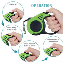Load image into Gallery viewer, retractable dog leashes for small and medium dogs who are gentle dogs. Walking your dog with a retractable leash allows them to adventure out while still providing a safe distance between you. retractable leashes work with both dog harnesses and dog collars. here&#39;s how the retractable dog leash works.
