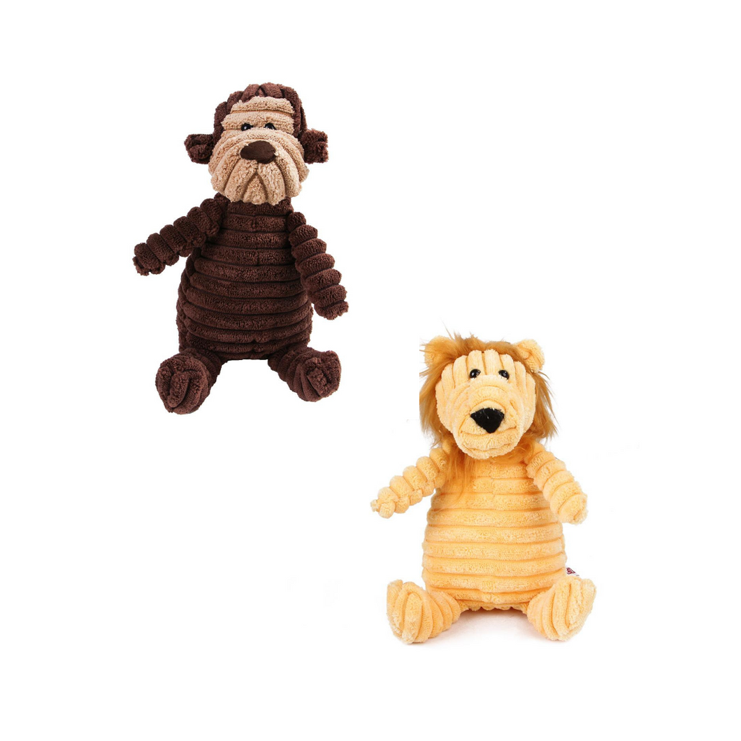 Squeaky Plush Mix 'n Match Dog Toys Variety Bundles - Lion and Monkey Bundle